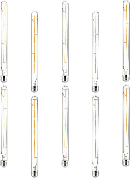 Sunlite LED Filament T8 Tubular Light Bulb, 5 Watts (40W Equivalent), 450 Lumens, Medium E26 Base, 120 Volts, Title-20 Compliant, Dimmable, 90 CRI, ETL Listed, 2200K Amber, 10 Pack