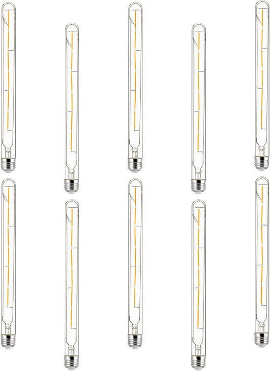 Sunlite LED Filament T8 Tubular Light Bulb, 5 Watts (40W Equivalent), 450 Lumens, Medium E26 Base, 120 Volts, Title-20 Compliant, Dimmable, 90 CRI, ETL Listed, 2200K Amber, 10 Pack