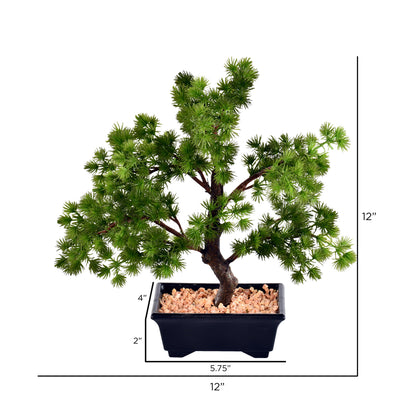 Vickerman 12" Artificial Potted Pine Bonsai Tree.