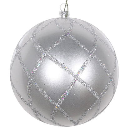 Vickerman 4.75" Silver Candy Finish Net Ball Ornament with Glitter Accents 3 per Bag