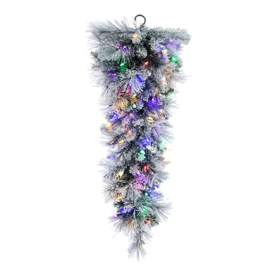 Vickerman 36" Flocked Jackson Pine Artificial Pre-Lit TearDrop with 100 Multi-Colored Lights and 100 PVC Tips