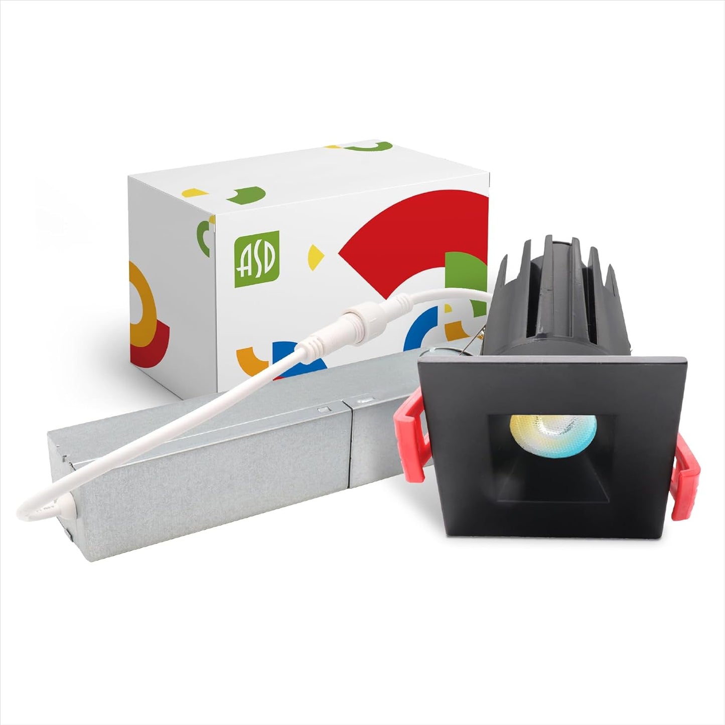 ASD Lighting LED Downlight Square 1inch 7W 120V Triac 2700/3000/3500/4000/5000K Black ETL Energy Star