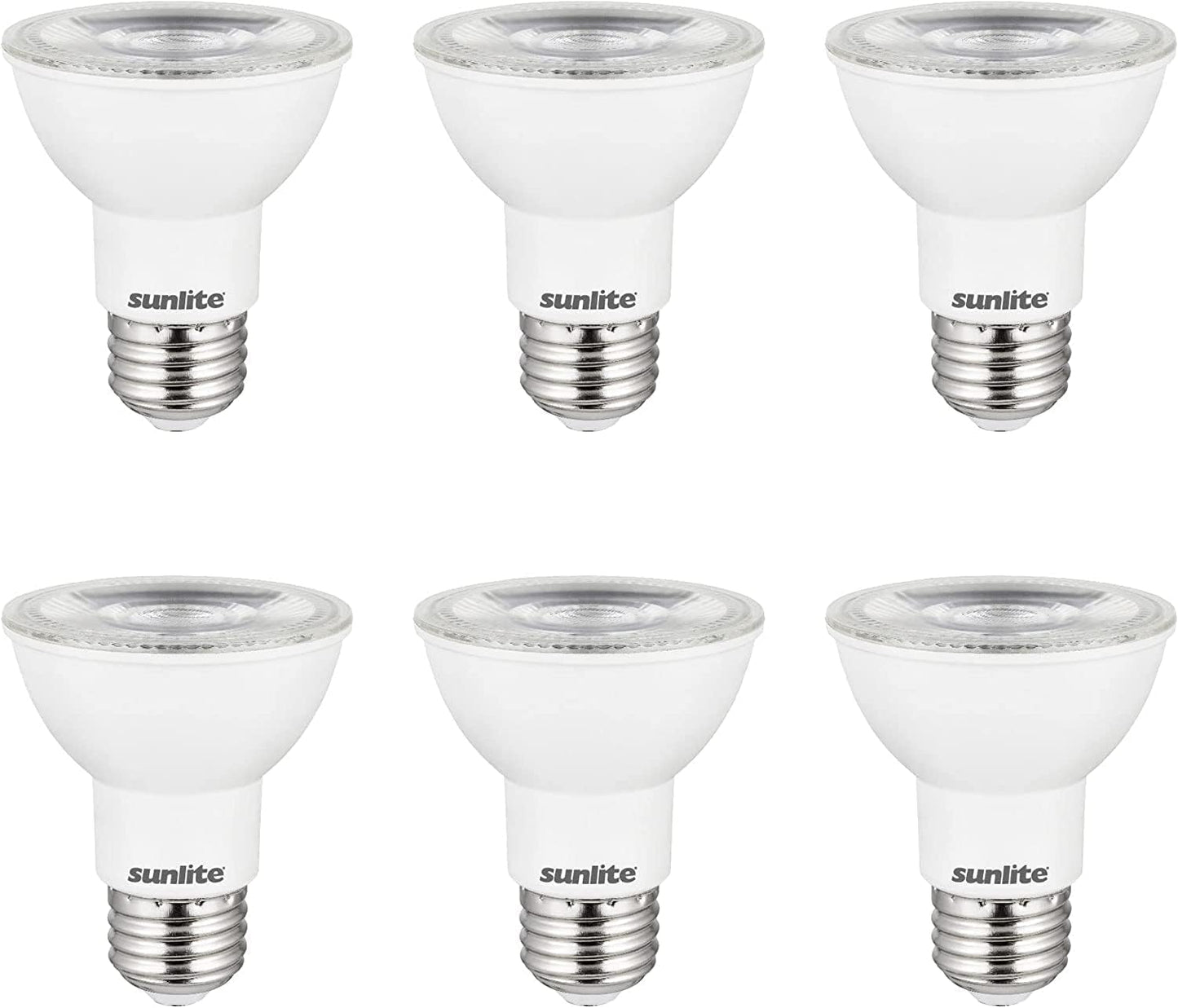 Sunlite LED PAR20 Long Neck Spotlight Bulb, 8 Watt (50W Halogen EQ), 500 Lm, 40° Flood Beam, Medium E26 Base, 90 CRI, Waterproof, Dimmable, T20/T24/CEC & UL Listed, 3000K Warm White, 6 Count