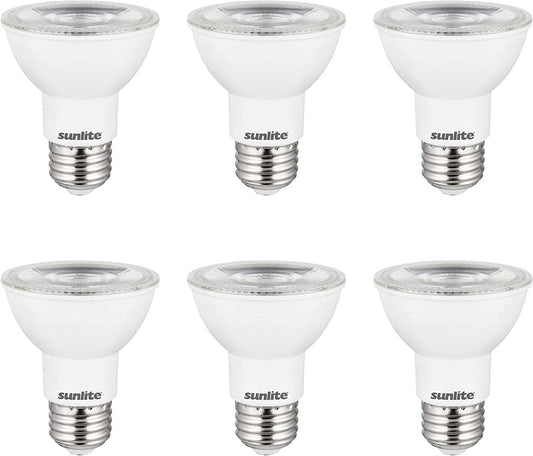 Sunlite LED PAR20 Long Neck Spotlight Bulb, 8 Watt (50W Halogen EQ), 500 Lm, 40° Flood Beam, Medium E26 Base, 90 CRI, Waterproof, Dimmable, T20/T24/CEC & UL Listed, 3000K Warm White, 6 Count