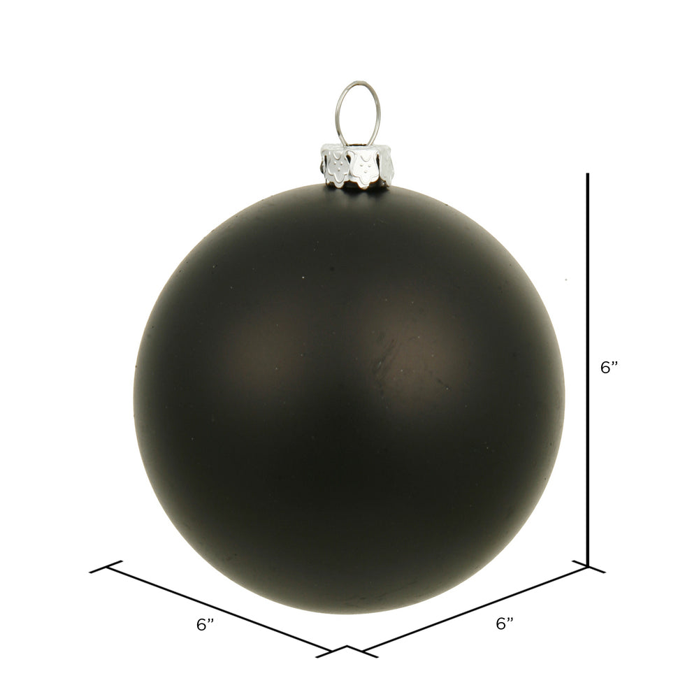 Vickerman 6" Black Matte Ball Ornament 4 per Bag