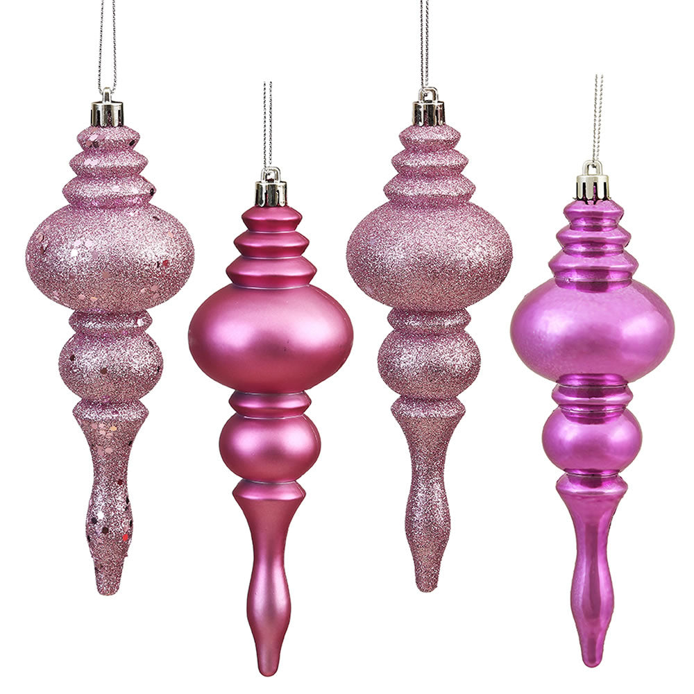 Vickerman 7" Mauve 4-Finish Finial Ornament 8 per Box