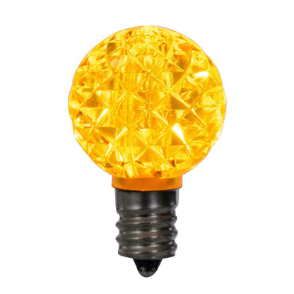 Vickerman G30 LED Yellow Bulb E12 Nickel Base 120V .6 Watts package of 25