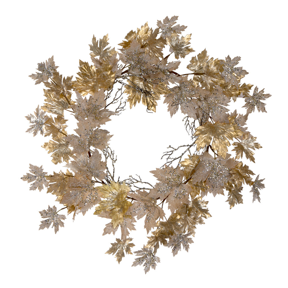 Vickerman 30" Champagne Maple Leaf Artificial Christmas Wreath Unlit