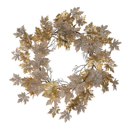 Vickerman 30" Champagne Maple Leaf Artificial Christmas Wreath Unlit