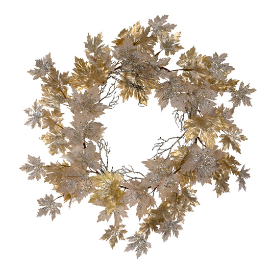Vickerman 30" Champagne Maple Leaf Artificial Christmas Wreath Unlit