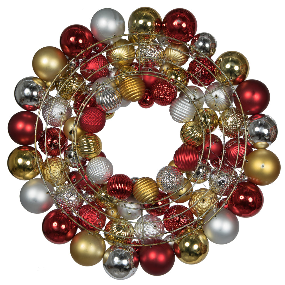 Vickerman 24" Red-Gold-Silver Assorted Ornament Wreath
