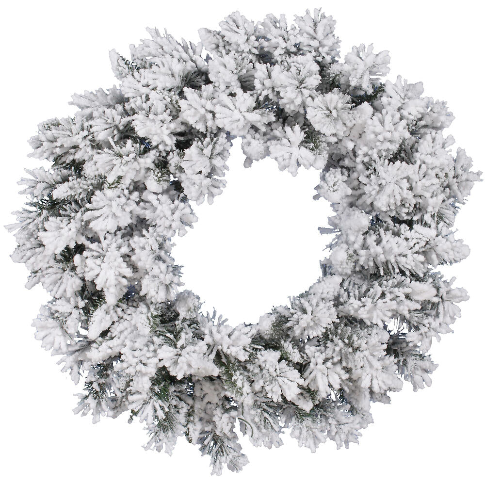 Vickerman 30" Flocked Snow Ridge Artificial Christmas Wreath Unlit