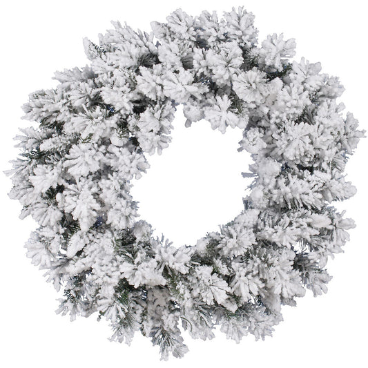 Vickerman 30" Flocked Snow Ridge Artificial Christmas Wreath Unlit