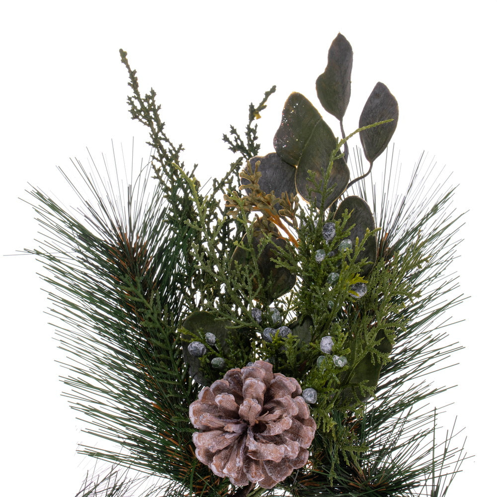 Vickerman 6' x 12" Artificial Long Leaf Pine with Seeded Cedar Eucalyptus Foliage and Pinecones Garland