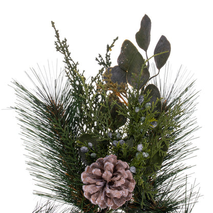 Vickerman 6' x 12" Artificial Long Leaf Pine with Seeded Cedar Eucalyptus Foliage and Pinecones Garland