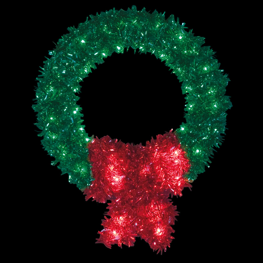 Vickerman 4' Metallic Wreath & Bow Commercial Pole Decoration With 55 LED Lights.