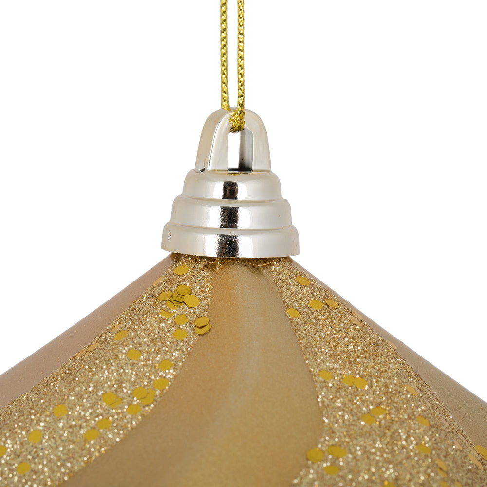 Vickerman 6" Copper/Gold Candy Glitter Swirl Diamond Christmas Ornament