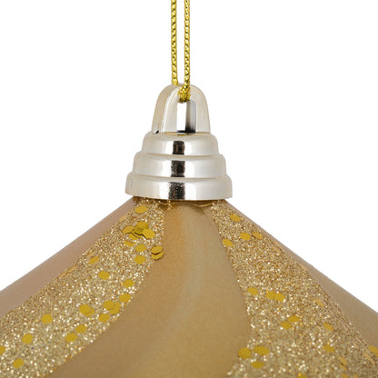 Vickerman 6" Copper/Gold Candy Glitter Swirl Diamond Christmas Ornament