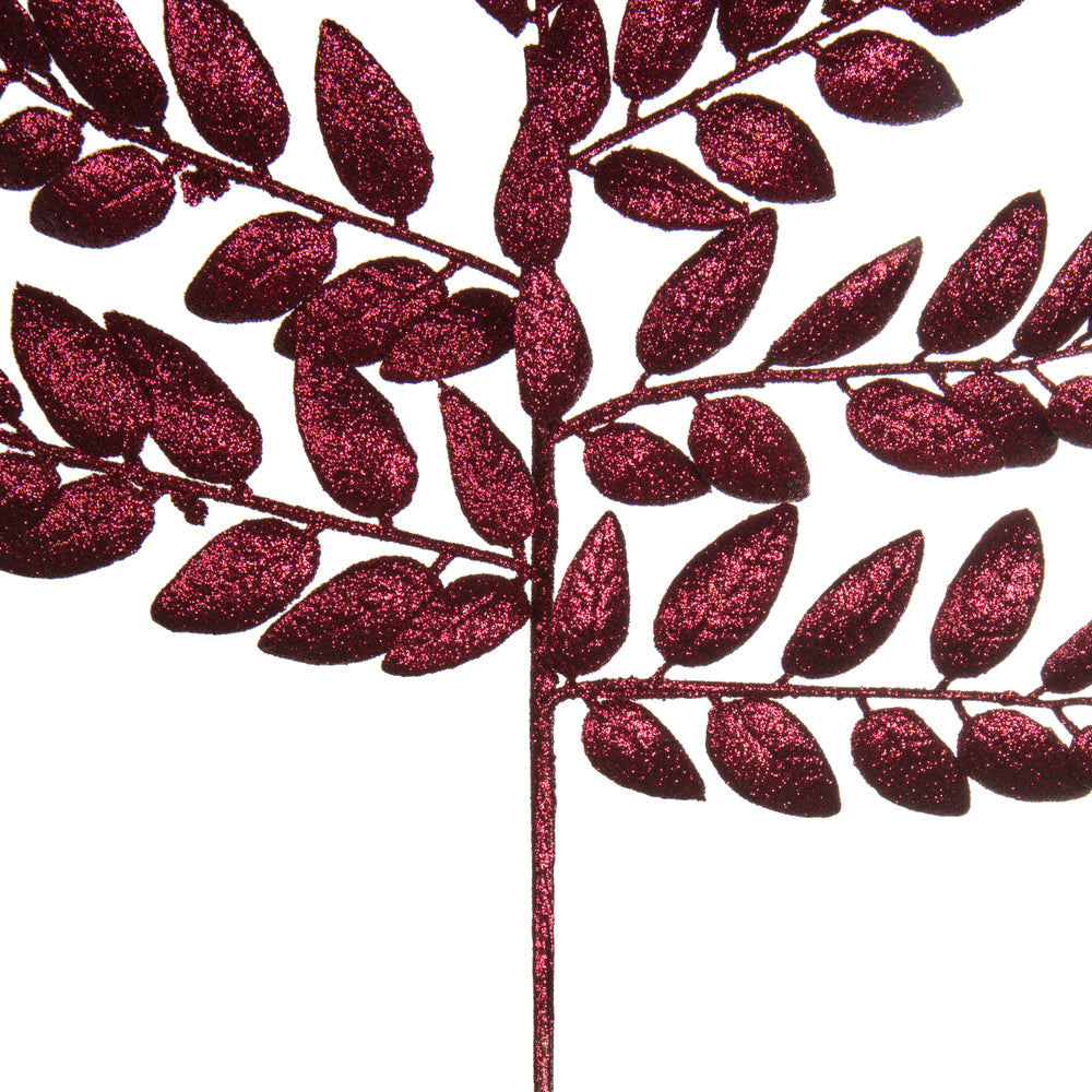 Vickerman 22" Burgundy Glitter Honey Locust Artificial Christmas Spray. Includes 6 sprays per pack.