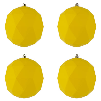 Vickerman 6" Yellow Matte Geometric Ball Ornament 4 per bag