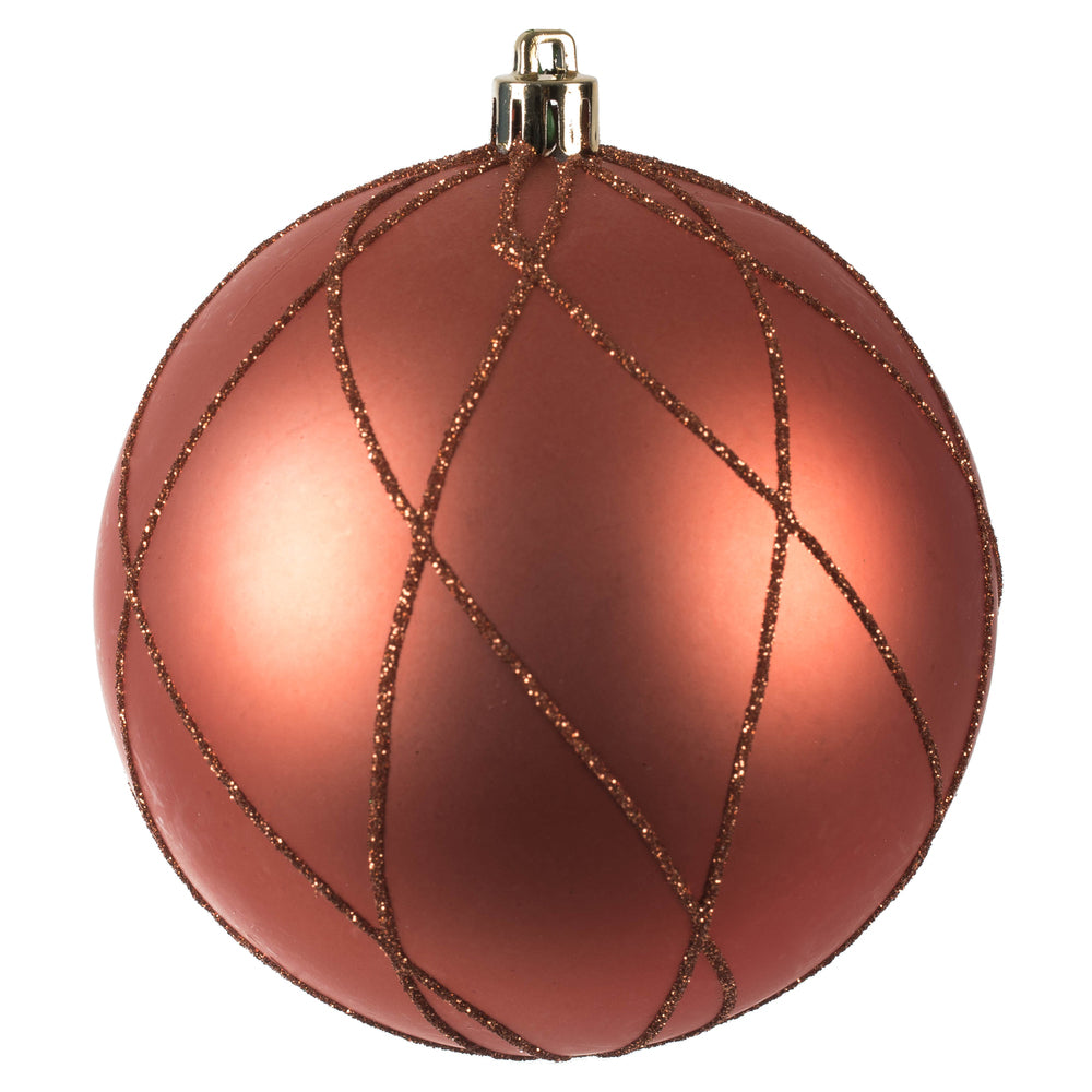 Vickerman 4" Coral Matte and Glitter Swirl Ball Ornament 4 per Box