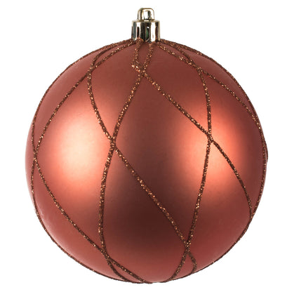 Vickerman 4" Coral Matte and Glitter Swirl Ball Ornament 4 per Box