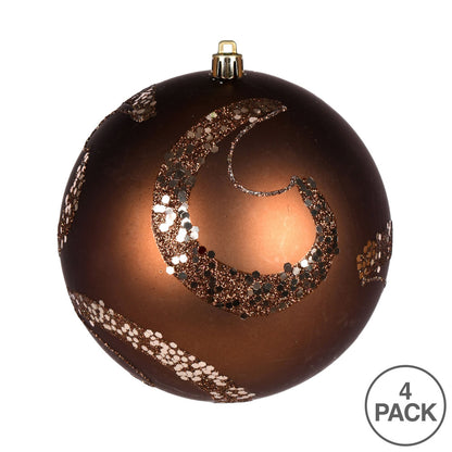 Vickerman 4.75" Mocha Matte Sequin Swirl Ornament 4 per Bag