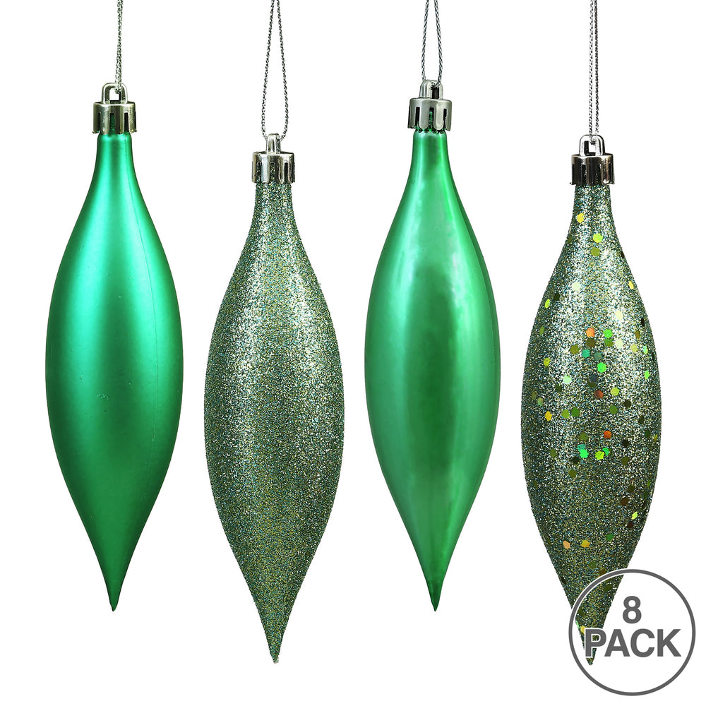 Vickerman 5.5" Sea Foam Finial Drop Christmas Ornament Assorted 4 Finish 8 per Pack