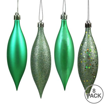 Vickerman 5.5" Sea Foam Finial Drop Christmas Ornament Assorted 4 Finish 8 per Pack