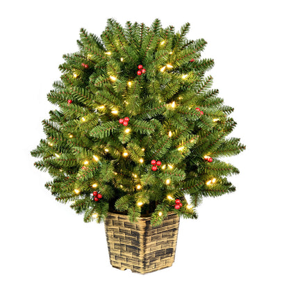 Vickerman 2.5' x 28" Potted Tifton Globe Artificial Christmas Tree Warm White Dura-lit LED Lights