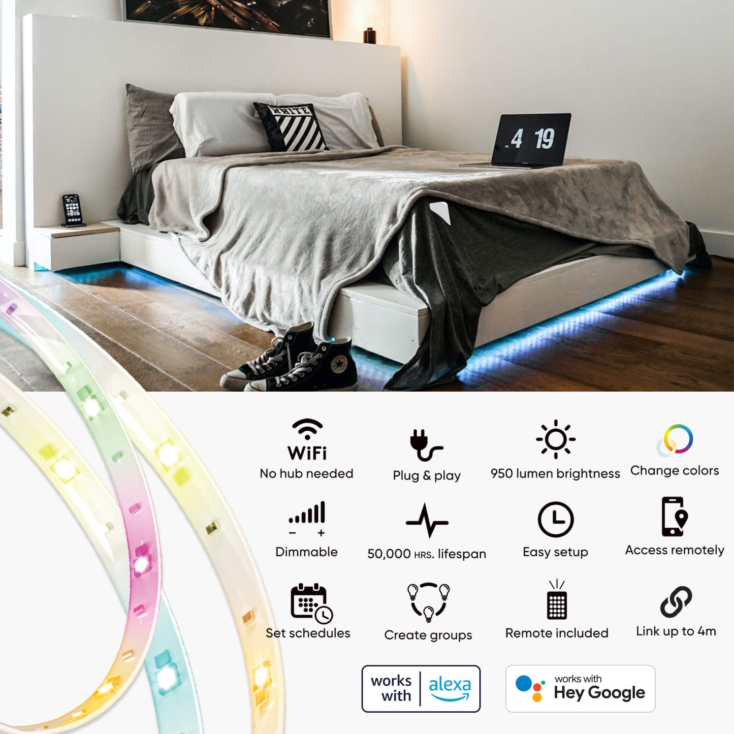 DALS Connect SMART Starter Pack  2xA19 + 2xPlug + 1xDimmer + 1x3M Tape