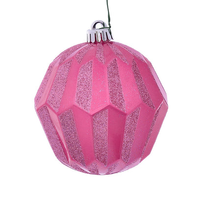 Vickerman 5" Mauve Glitter Faceted Ball Ornament 3 per Bag