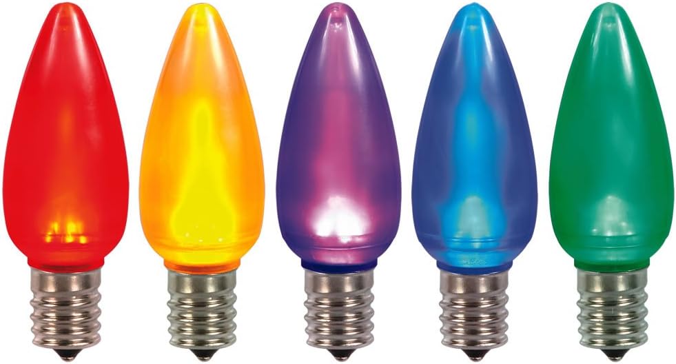 Vickerman Multi-Colored Ceramic C9 LED Replacement Bulb, 5 per Bag