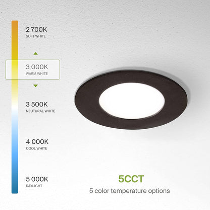 ASD Lighting LED Recessed Mini Panel Round 3inch 6W 120V Triac 2700/3000/3500/4000/5000K Black UL Energy Star