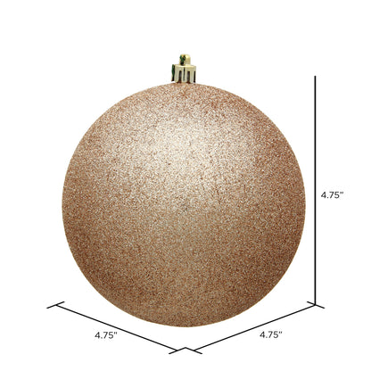 Vickerman 4.75" Café Latte Glitter Ball Ornament 4 per Bag