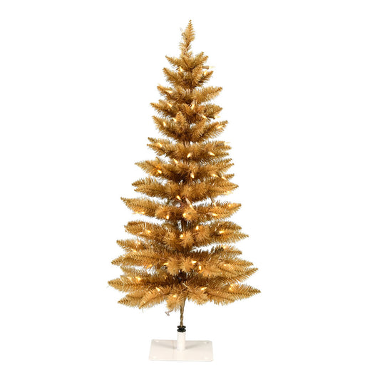 Vickerman 3' x 18" Gold Fir Artificial Christmas Pencil Tree Warm White Dura-Lit® LED Lights