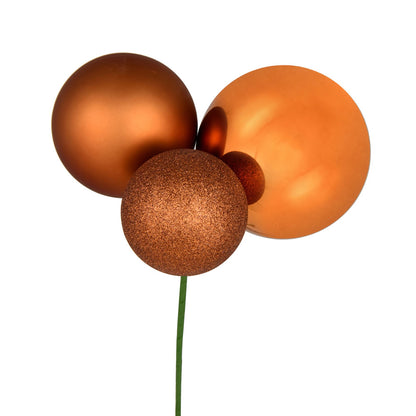 Vickerman 18" Copper Ball Ornament Christmas Pick Pack of 2