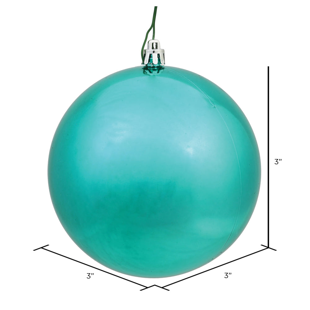 Vickerman 3" Teal Shiny Ball Ornament 32 per box.