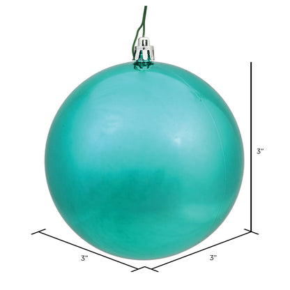 Vickerman 3" Teal Shiny Ball Ornament 32 per box.