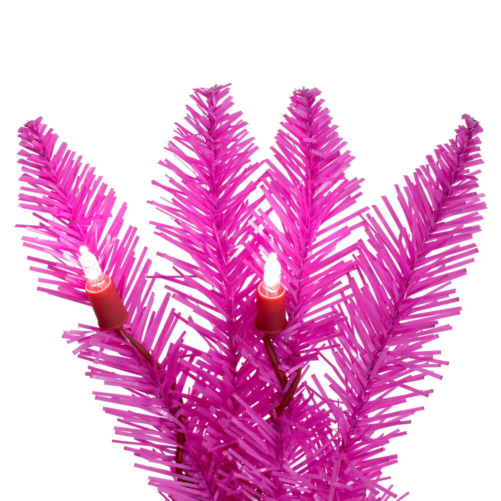 Vickerman 9' x 14" Hot Pink Artificial Pre-Lit Garland with 100 Pink LED Mini Lights and 270 Realistic PVC Tips.