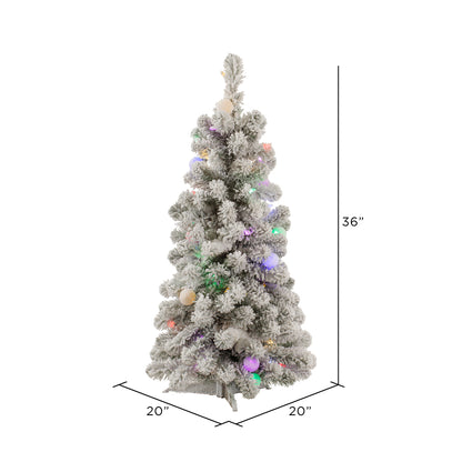 Vickerman 3' Flocked Kodiak Spruce Artificial Christmas Tree Multi-Colored LED Lights