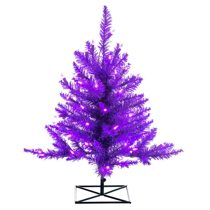Vickerman 2' x 20" Purple Artificial Christmas Tree with 50 Purple LED Lights.