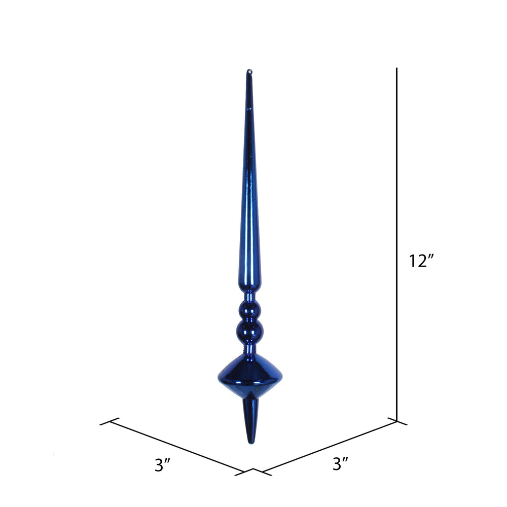 Vickerman 12" Blue Shiny Cupola Finial Ornament Pack of 3