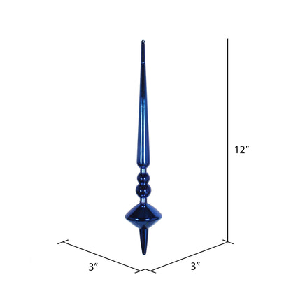 Vickerman 12" Blue Shiny Cupola Finial Ornament Pack of 3