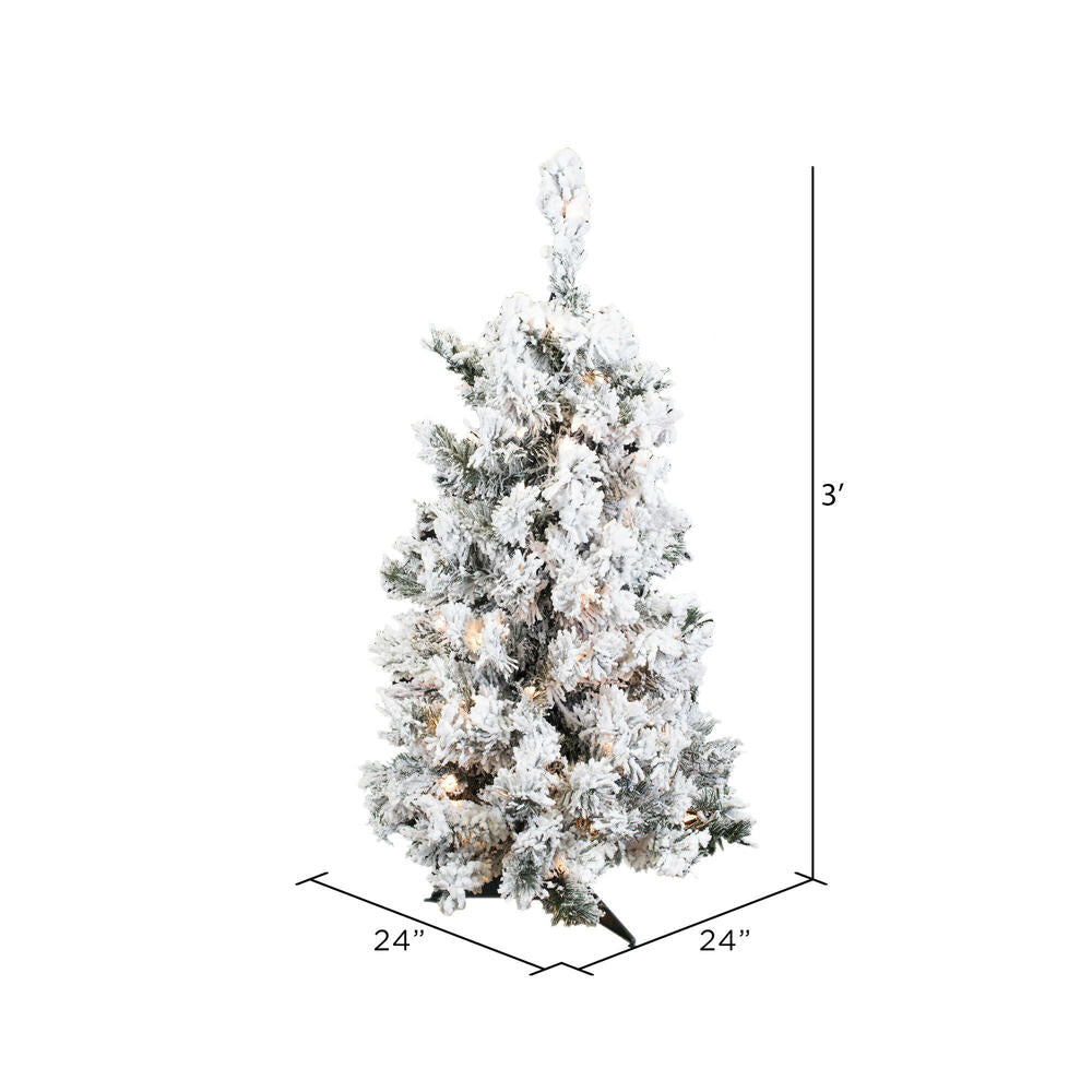 Vickerman 36" Flocked Alaskan Pine Artificial Christmas Tree Clear Dura-Lit lights