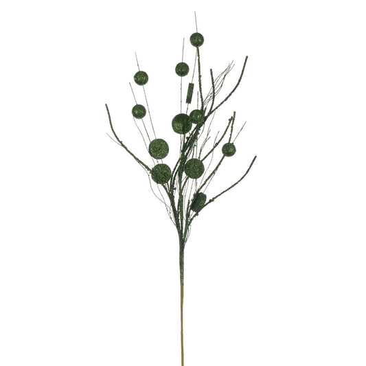 Vickerman 33" Juniper Ball and Coin Glitter Twig Spray 6 per bag.