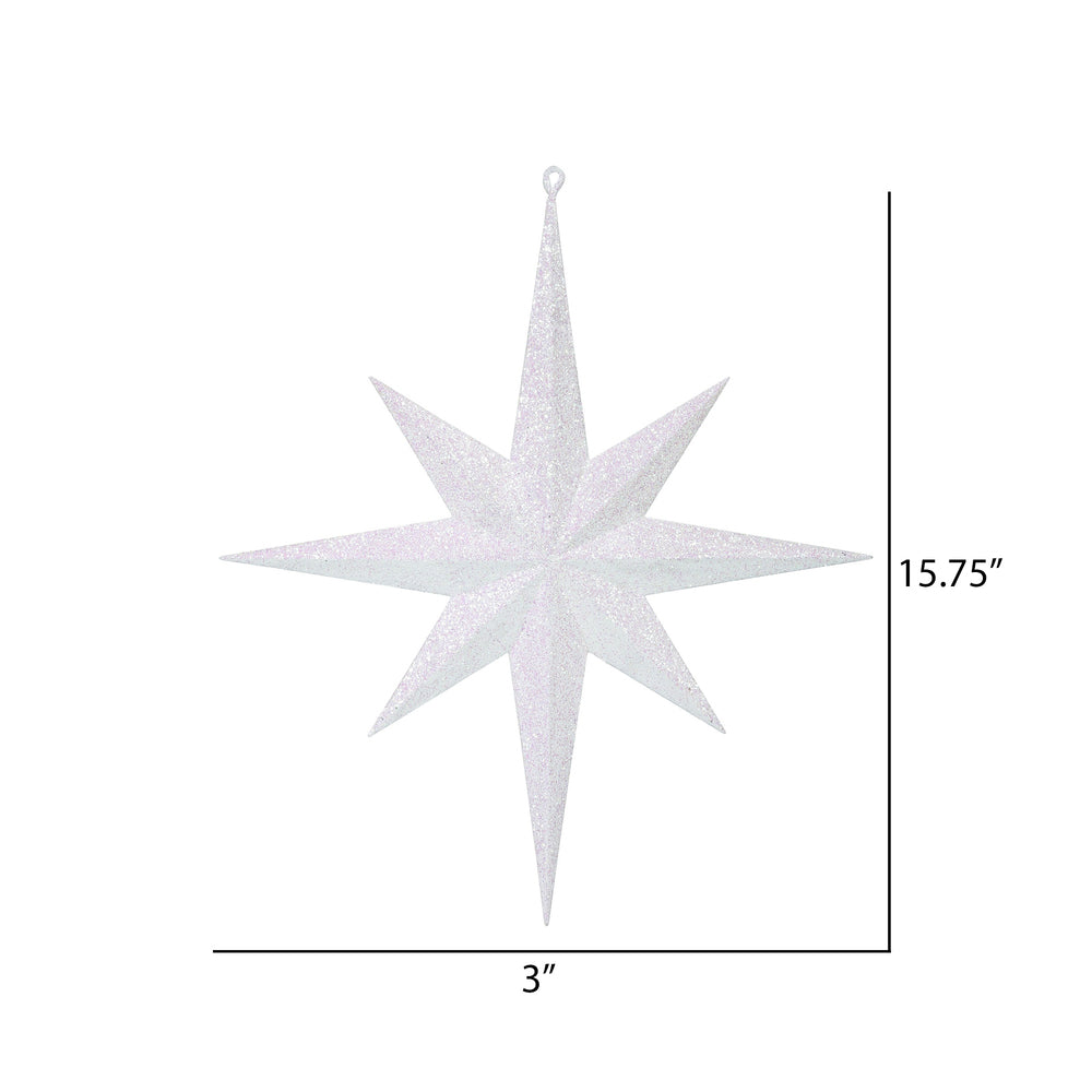 Vickerman 15.75" White Iridescent Glitter Bethlehem Star Christmas Ornament