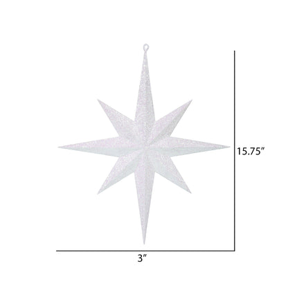 Vickerman 15.75" White Iridescent Glitter Bethlehem Star Christmas Ornament