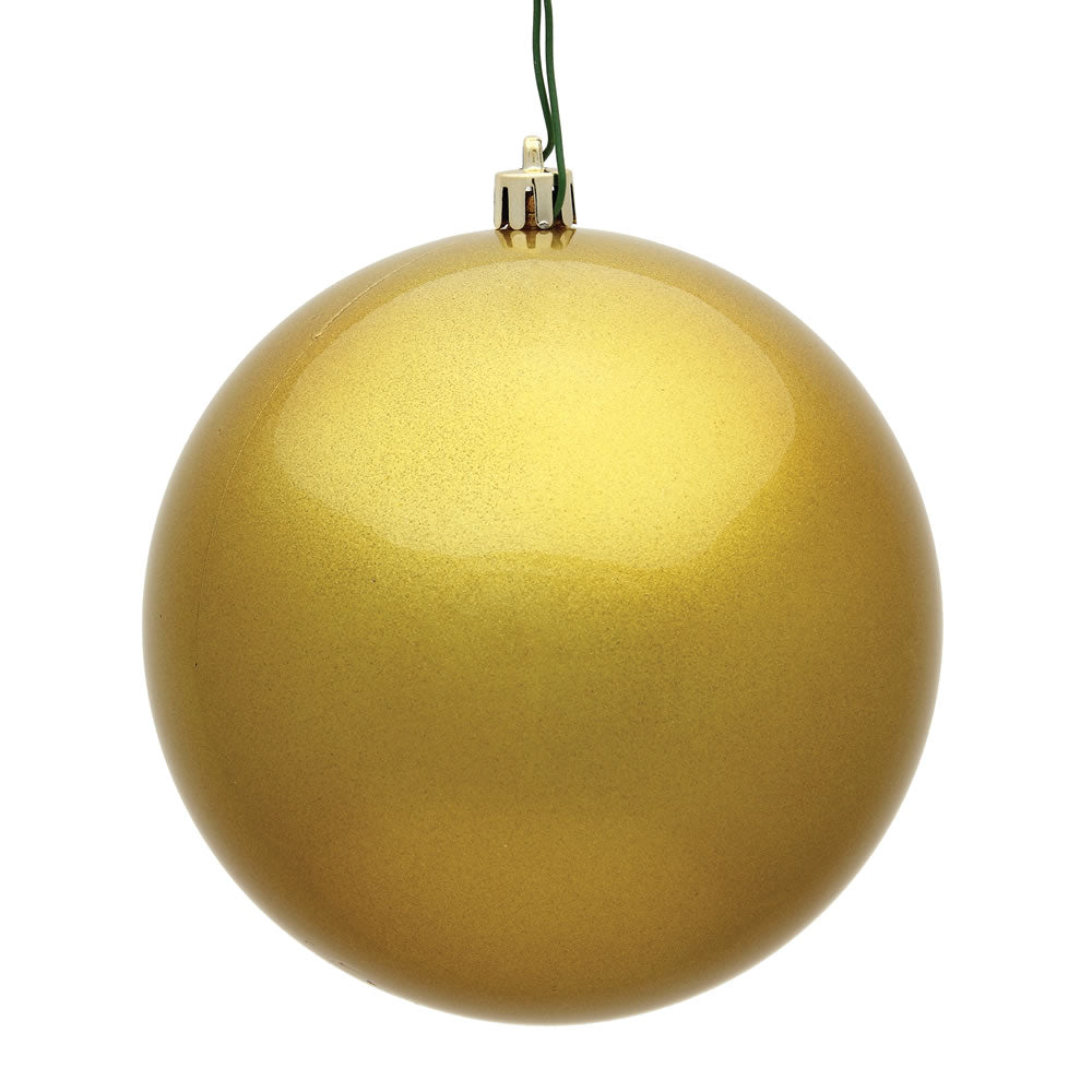 Vickerman 6" Gold Candy Ball Ornament 4 per Bag