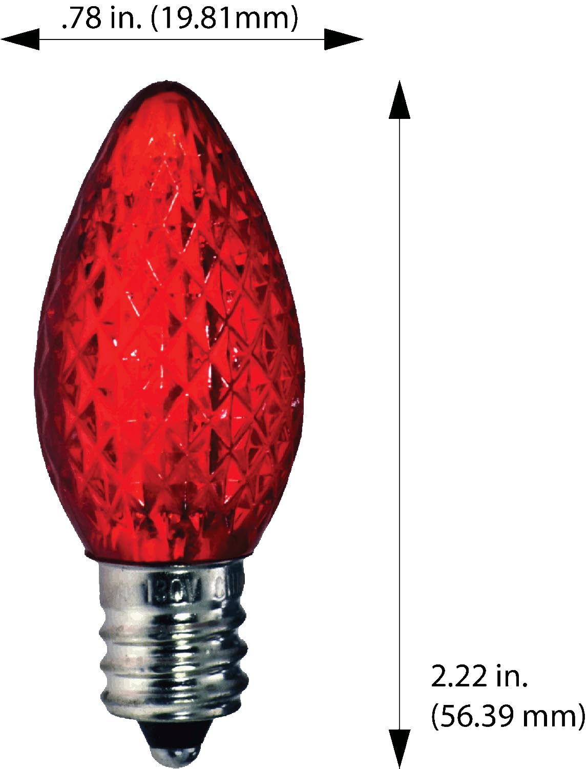 Damar- C7 LED Replacement Christmas Light Bulbs Transparent Faceted Red Color 0.96W E12 Candelabra Base 120V Dimmable Pack of 6- Shatterproof String Lights for Patio Holiday Party Decor Xmas Tree